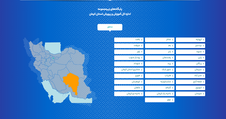 پایگاه های زیر مجموعه آموزش و پرروش در سایت آموزش و پرورش کرمان