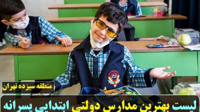 بهترین مدارس دولتی ابتدایی پسرانه منطقه سیزده تهران